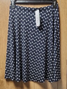 Gilli Navy Floral-Print Skirt with White Blossoms
